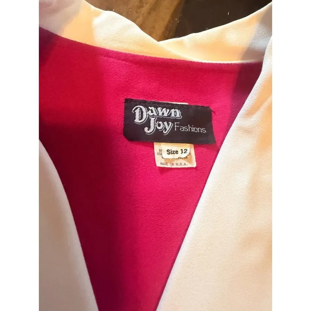Vintage Dawn Joy Fashions 2-Piece Skirt Suit Pink Fuchsia Pearl Buttons